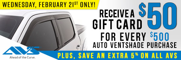 Get $50 for every $500 Auto VentShade purchase
