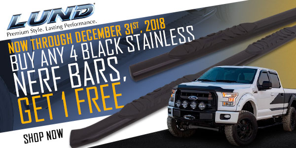 Buy 4 black stainless nerf bars, get one free!